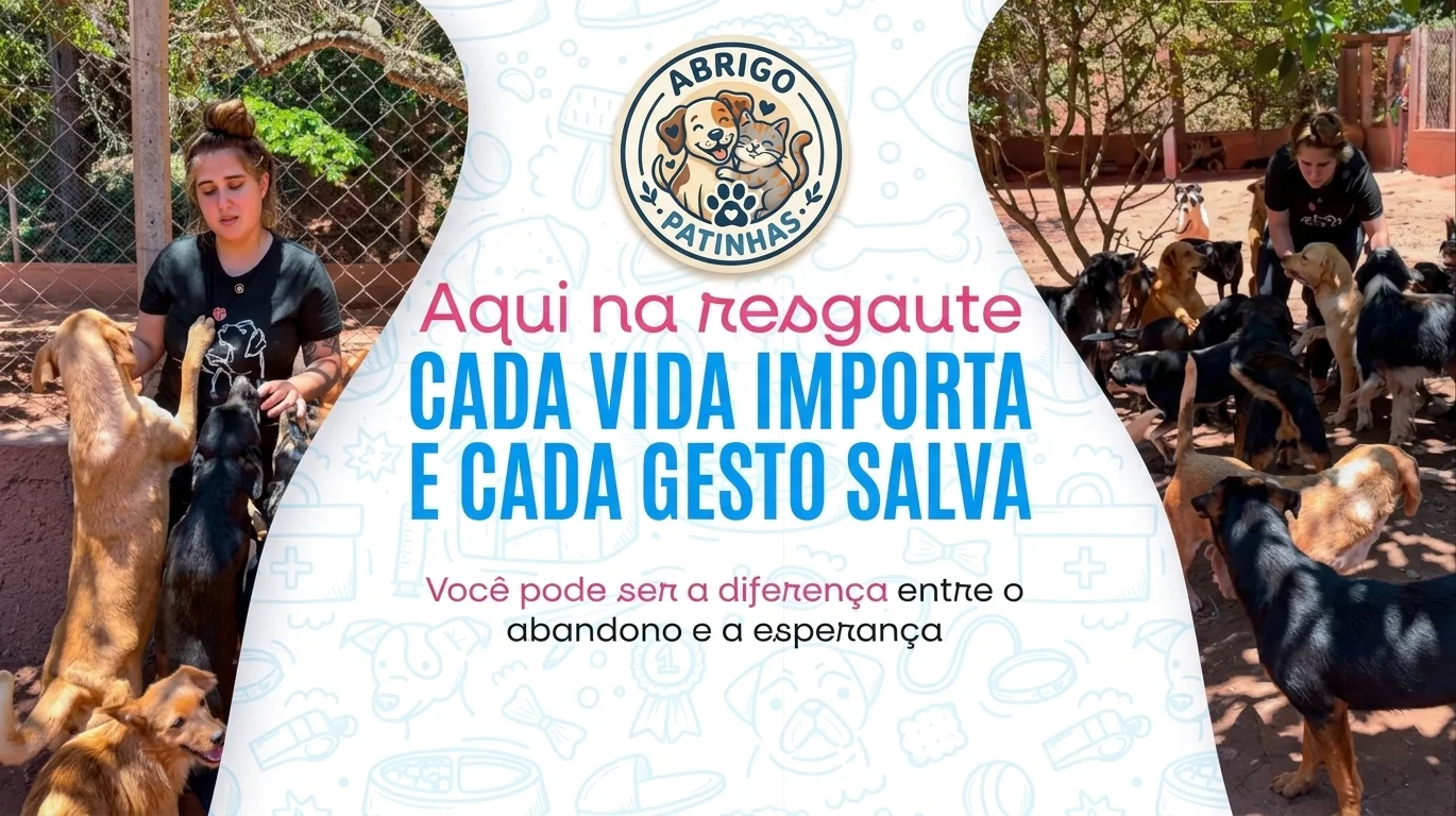 Aqui na Resgaute cada vida importa e cada gesto salva: a fundadora cercada pelos cães do abrigo